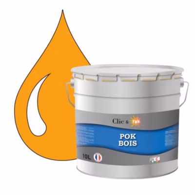 Peinture extérieure bois – Résistante aux intempéries POK BOIS – 10L – RAL 1037 – Jaune Soleil – Clic & Pok