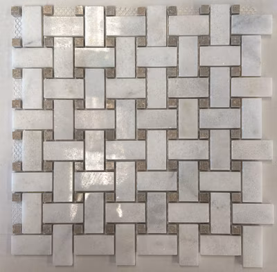 Mosaïque en Marbre Blanc Mugla – Vert