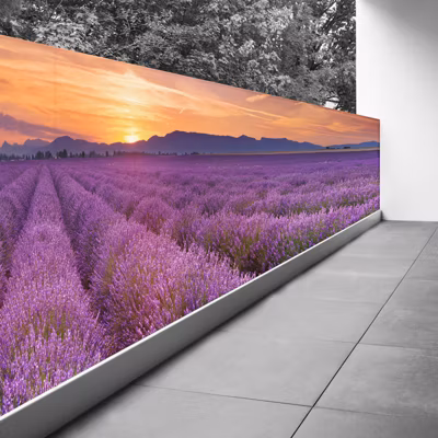 Brise vue Trompe l&rsquo;oeil – 110×440 cm – Champs de lavande 3617689694498