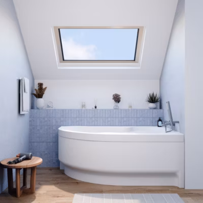 Siko 160×100 cm Fortuna Plus baignoire d&rsquo;angle en acrylique, droite + tablier 160 cm + pieds, blanc (FO1600PPLUS-SET1)