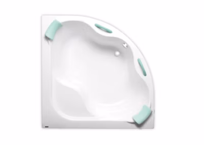 Siko 140 x 140 cm Samanta Plus baignoire d&rsquo;angle en acrylique, sans pieds, blanc (SM1400PLUS)