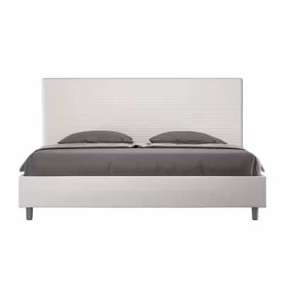 Lit coffre capitonné simili cuir blanc Focus 180×190