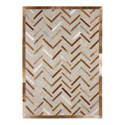 Tapis en cuirs recyclés motif chevron marron clair 120×170