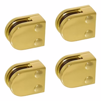 4 x Pince à verre plate modèle 00 – Ep. verre 6 mm – Zamak aspect laiton
