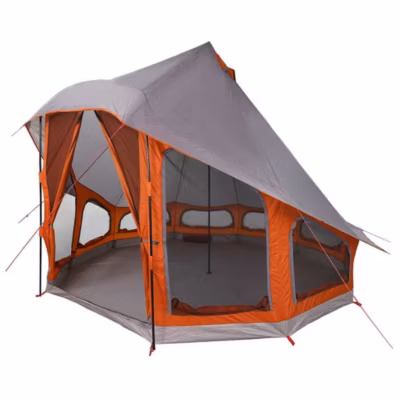 Tente Tipi avec toit Gris et orange 404 x 370 x 270 cm taffetas vidaXL