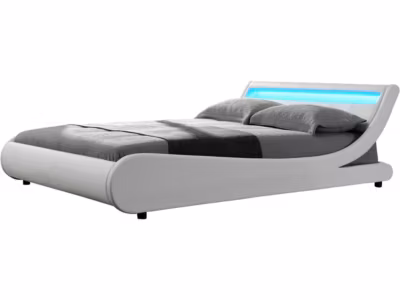 Lit LED « Natacha » – 140 x 190 cm – Blanc