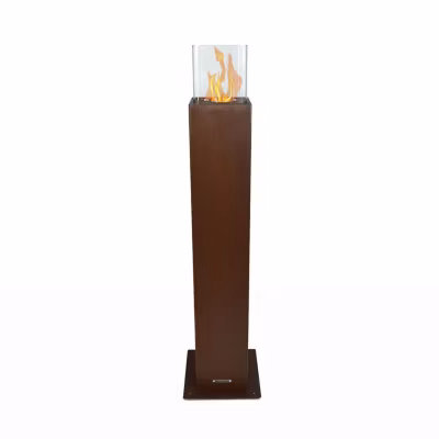 Capri – Cheminée éthanol pour extérieur 20x20x110 cm, couleur rouille