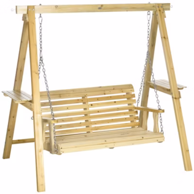 Balancelle de jardin 2 places en bois hauteur réglable – 196 x 120 x 171 cm