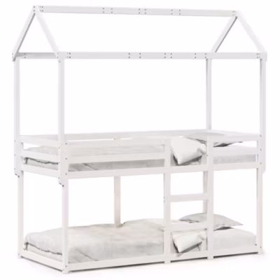 Cadre de lit, Lit superposé sans matelas blanc 90×200 cm bois de pin massif