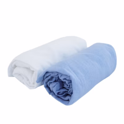 Duo de draps housse en jersey (70×140 cm – Bleu ciel)