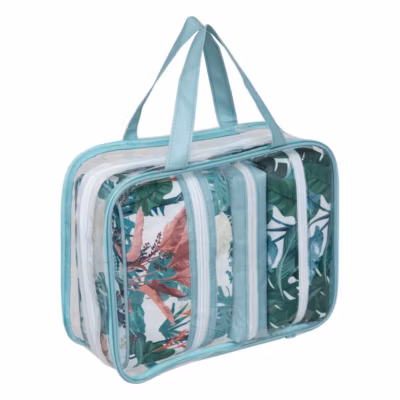 Set de 4 trousses toilettes décorées – Bleu- 5five