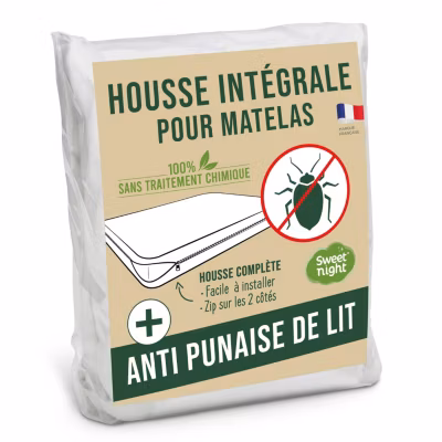 Housse intégrale matelas – Anti-Punaise de lit – Fermeture à glissière – Sans traitement chimique – Ep. jusqu&rsquo;à 30 cm
