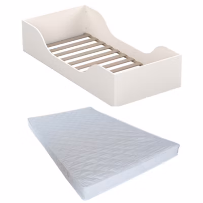Lit NOE 90×190 + matelas / Blanc