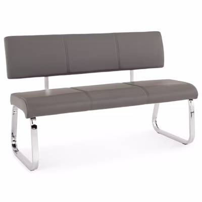 Banc design avec dossier VILAS, en synthétique gris