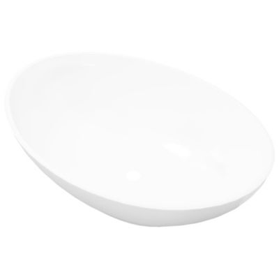 Vasque à poser, Lavabo en forme ovale Céramique 40 x 33 cm Blanc
