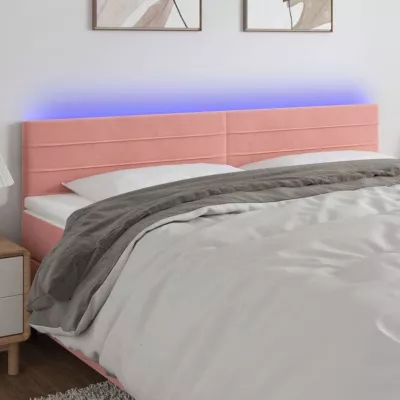 vidaXL Tête de Lit à LED Meuble de Chambre à Coucher Accessoire de Lit Double Tête de Cadre de Lit Intérieur Rose 3121823