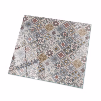 Plateau en verre trempé Tulup 50×50 cm Motif mosaïque avec ornements
