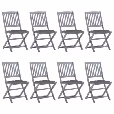 vidaXL Lot de 8 Chaises Pliables d&rsquo;Extérieur avec Coussins, Sièges de Terrasse, Chaises de Salle à Manger, Meubles de Patio 307830