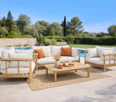 salon de jardin  en bois coloris bois –  negara