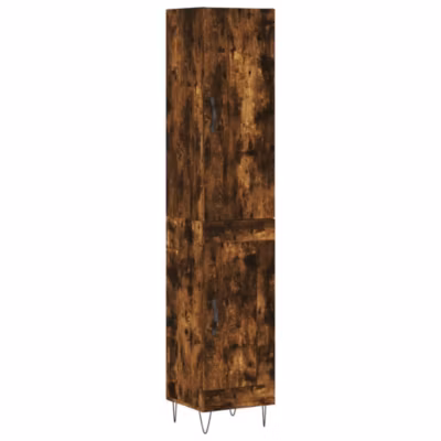 Buffet haut Chêne fumé 34,5x34x180 cm Bois d&rsquo;ingénierie vidaXL