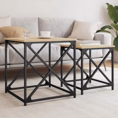 vidaXL Tables basses gigognes 2 pcs chêne sonoma bois d&rsquo;ingénierie 838944