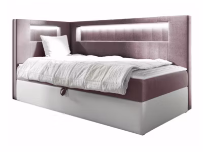 Lit continental Baltimore 172, Unique, Pourpre, Faux cuir, Disponible