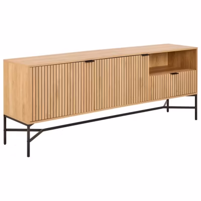 Buffet 2 portes et 2 étagères effet tasseaux BAÏKAL