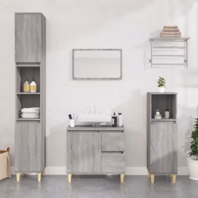 ZMH Armoire de bain sonoma gris 65x33x60 cm bois d&rsquo;ingénierie