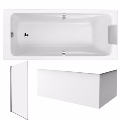Pack baignoire droite JACOB DELAFON Odéon Up + pare bain 1 volet + tablier + vidage