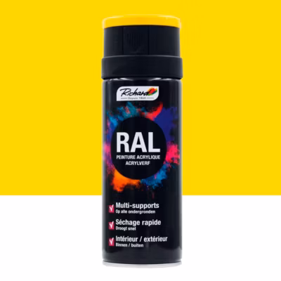 Aérosol professionnelle RAL multi-supports Richard 1023 Jaune Trafic