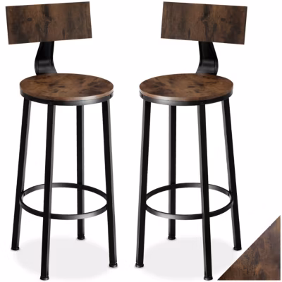 Lot de tabourets de bar avec grands dossiers confortables Style industriel