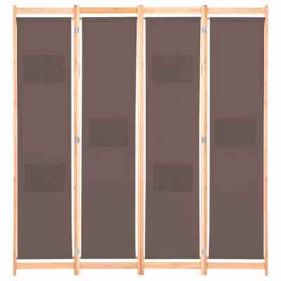 Paravent, Séparateur, Cloison de séparation 4 panneaux Marron 160x170x4 cm Tissu