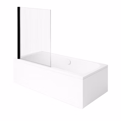 Baignoire droite VILLEROY & BOCH Architectura 180 x 80 cm Blanc + Pare bain gauche AURYS Raywall Noir mat