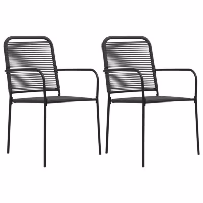 vidaXL 2x Chaises de Jardin Siège de Terrasse Chaise de Patio Meuble d&rsquo;Extérieur Salle à Manger Arrière-cour Corde en Coton 48568