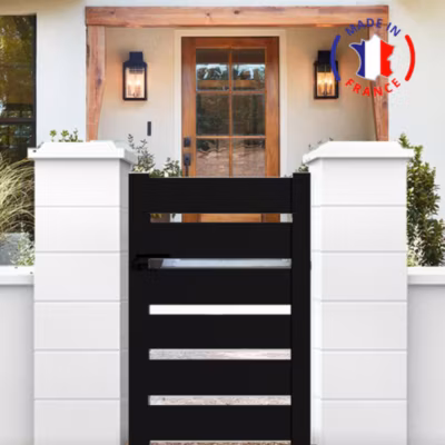 Portillon alu SAH en kit dim. L.1000 (entre piliers) x H.1740 mm  Gris clair (RAL 7035)
