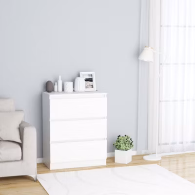 Buffet-Meuble de rangement Blanc 60x35x76 cm Bois d&rsquo;ingénierie