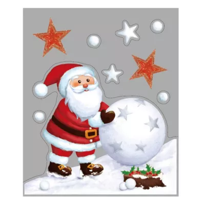 Sticker père noël paillettes 2 assortiments 29x35cm – feeric lights & christmas
