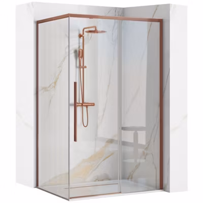 Cabine De Douche Rea Solar 100X80 Brush Copper + Receveur De Douche Savoy Black