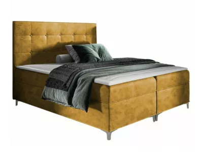 Lit continental Baltimore 185, Double, Jaune, Tissu, Disponible