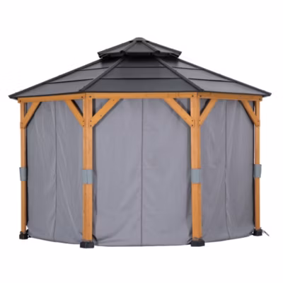 Sunjoy Rideau pour tonnelle en bois de cèdre 395cm x 395cm