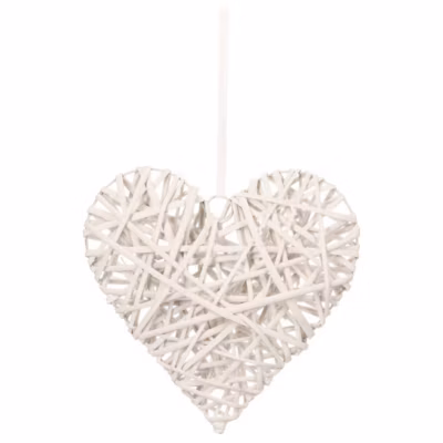 Déco murale Coeur – osier – 30×30 cm – Blanc- Atmosphera