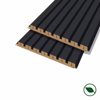 Lot de 2 demi panneaux mural décoratif lamelles MDF noir 1250 x 287 x 20 mm 0,72 M2