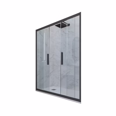 Porte parois de douche coulissante 170 cm H 200 en PVC Anthracite Verre Transparent mod. Glam