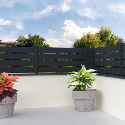 Clôture aluminium panneau ajouré (Gris Anthracite – Longueur 1.911 x Hauteur 0.565 m – 3 lames)