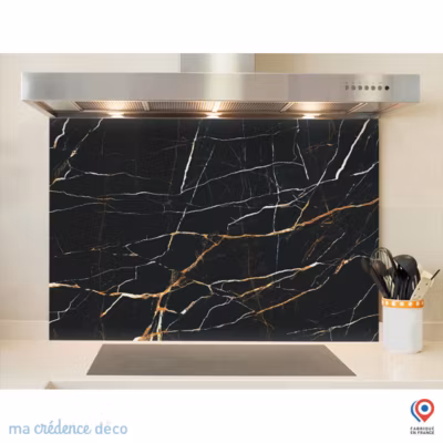 Crédence cuisine fond de hotte Mabre di Marmo – Verre trempé – L 90 cm x H 70 cm – MaCrédenceDéco
