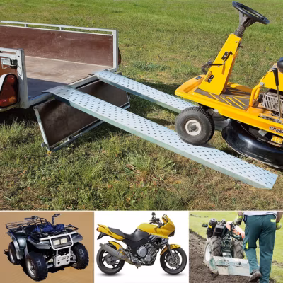 Lot de 2 rampes de chargement en acier galvanisé