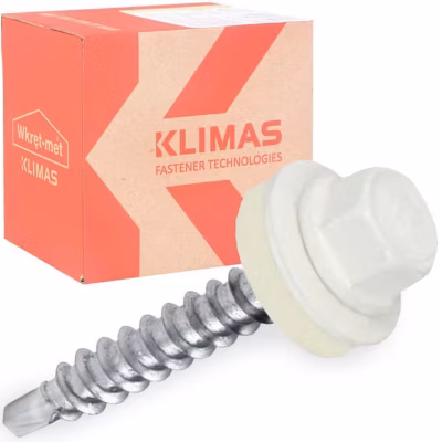 Vis de toiture Klimas WFD pour tôle trapézoïdale sur bois RAL 9010 Blanc pur 4,8×25 mm 250 pièces