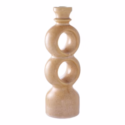 Bougeoir en céramique marron élégant 13,5×8,8×23,4 cm