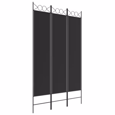 Paravent, Séparateur, Cloison de séparation 3 panneaux Noir 120×200 cm Tissu