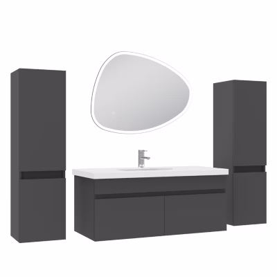 Meubles simple vasque 100cm colonnex2 + vasque + miroir 3 couleurs lumineux Anthracite